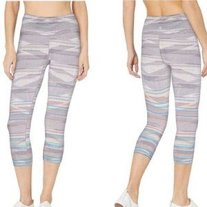 prAna Yoga Women's Medium Pillar Ashley Sunrise Printed Mid Rise Capri Legging